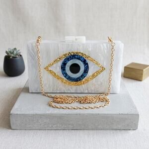 The Mystic Eye: Pearlized Acrylic Statement Clutch